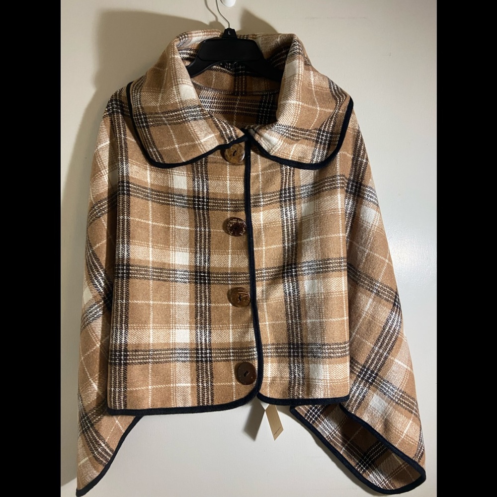 NWT LIB PLAID SHORT CAPE  ONE SIZE